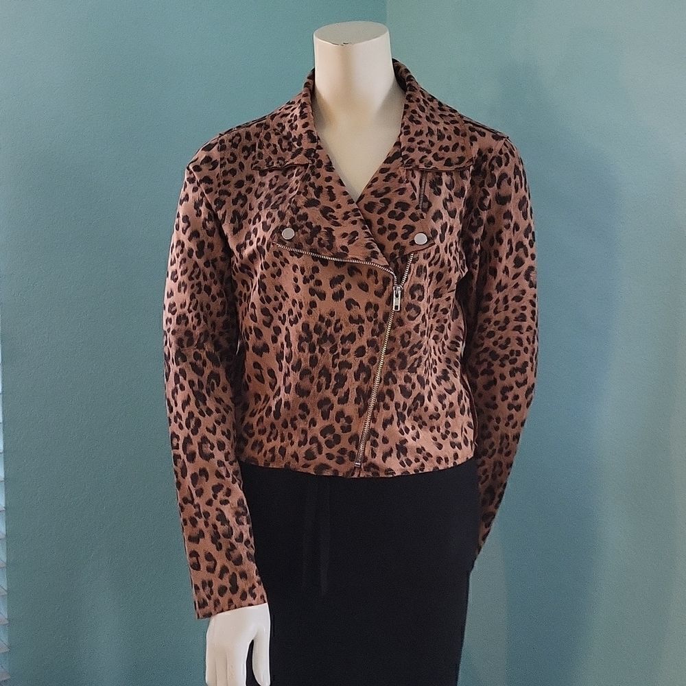 Active USA Leopard Print Moto Jacket